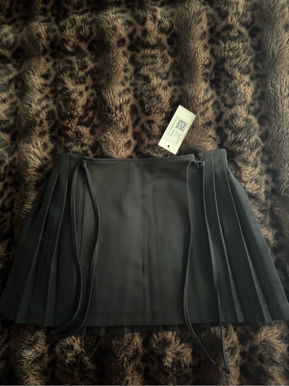 Glassons Black Pleated Mini Skirt with Side Tie
